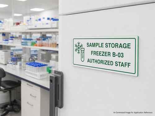 LYS-7053 acrylic engraving sheet used for laboratory freezer identification